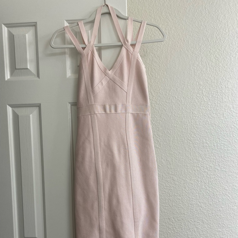 Bebe bodycon bandage halter cocktail dress